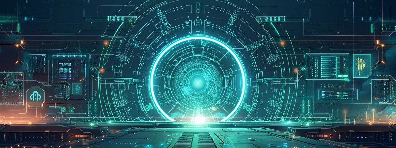 a futuristic network architecture illustration of a demilitarized zone (dmz), featuring distinct layers of security with glowing circuitry and firewalls, encapsulating the essence of enhanced cyber protection against digital threats.