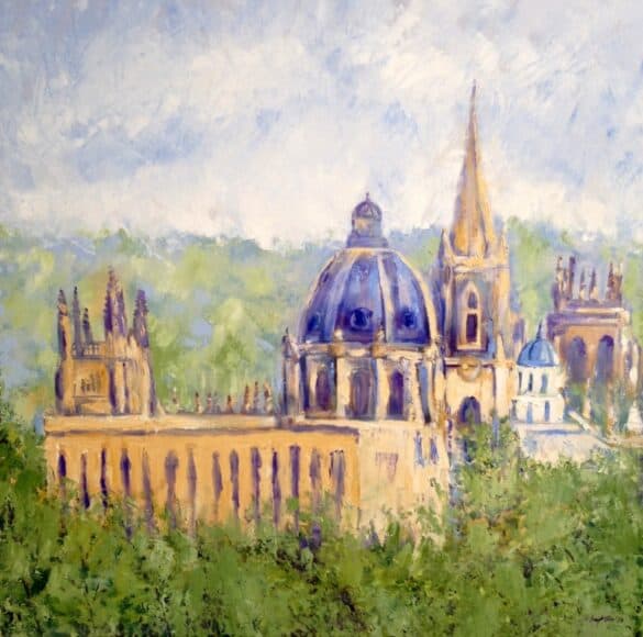 Skyline picture of Oxford as an oil painting