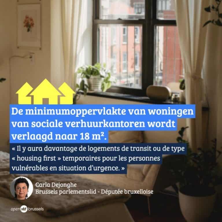 Carla Dejonghe over de verlaging van de minimumoppervlakte van SVK-woningen: “Zo kunnen we mensen in nood sneller onderdak bieden”