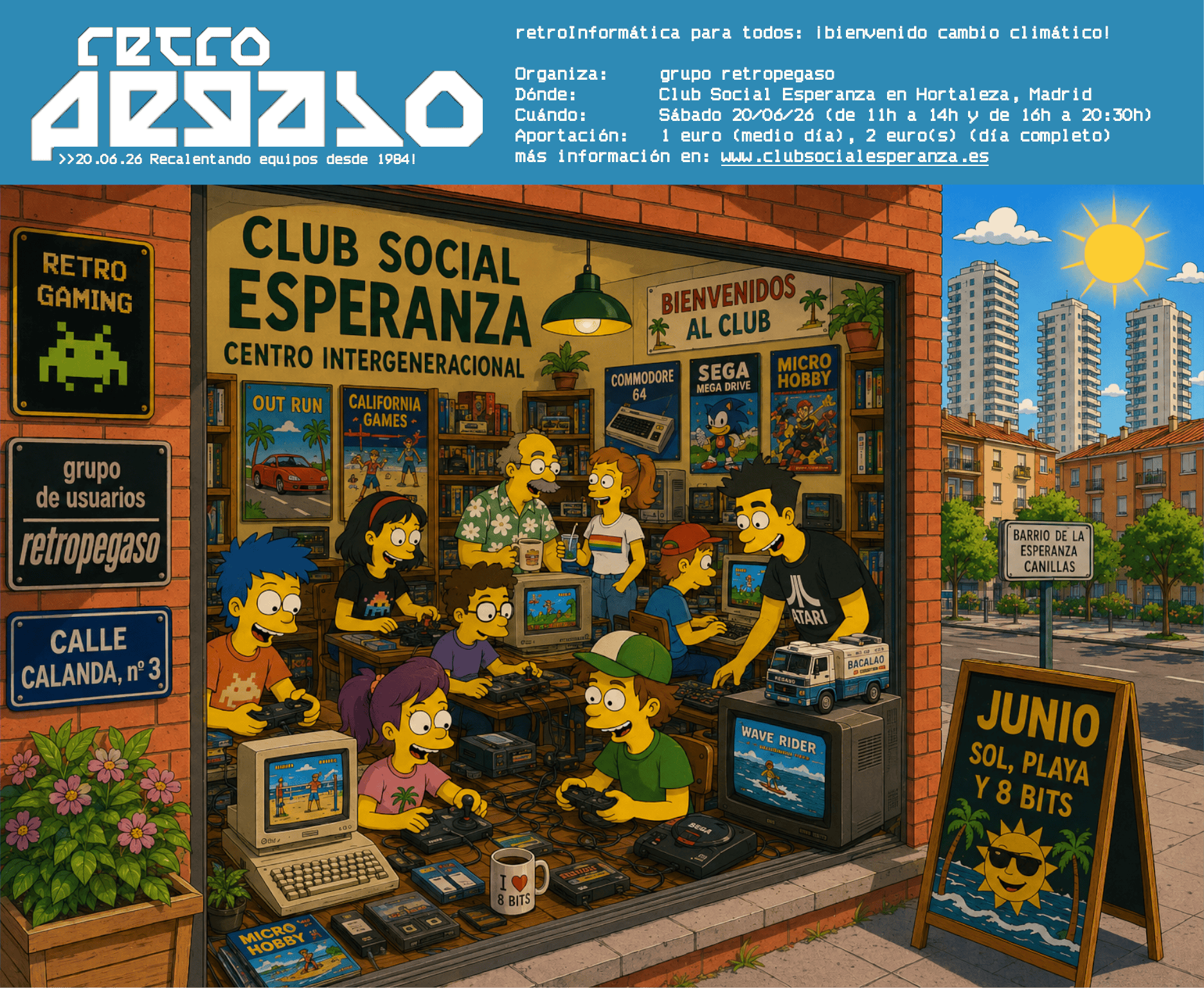 Reunión de usuarios de retroinformática retroPegaso, en el club social esperanza, 20 de Junio 2026, creado parcialmente con ChatGPT
