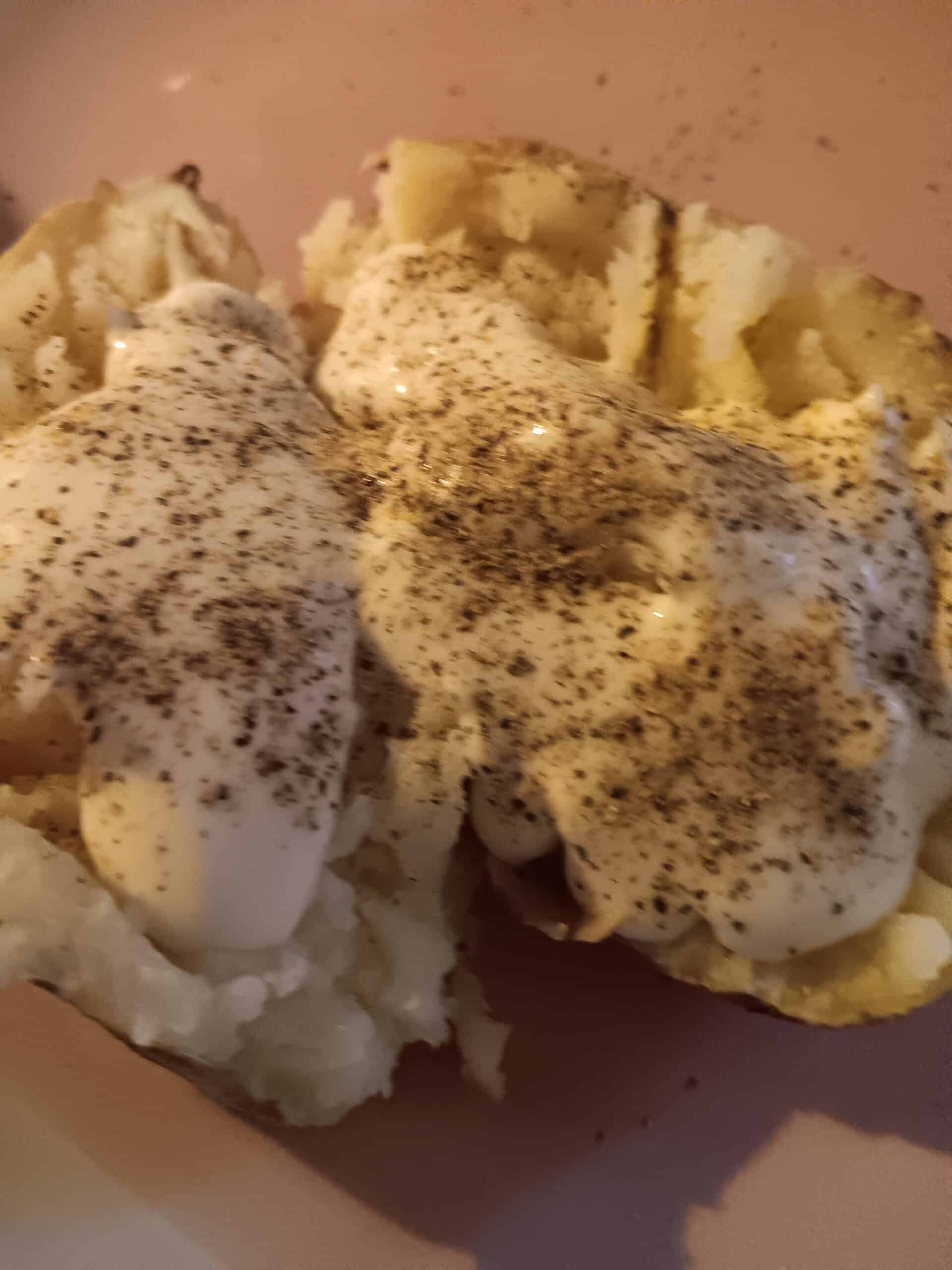 butter, ranch, black pepper, simple, easy, baked potato