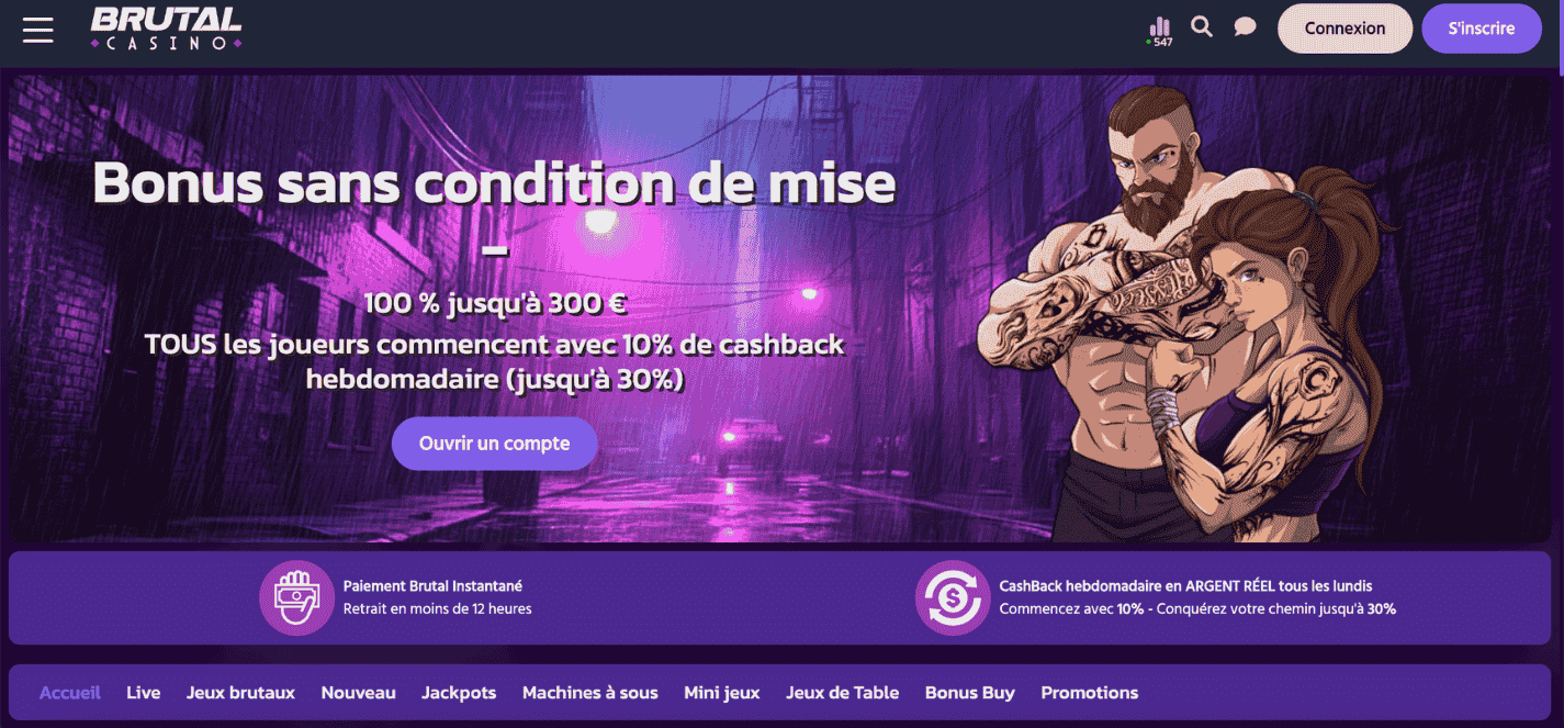 licencié Brutal Casino bonus de bienvenue image en France
