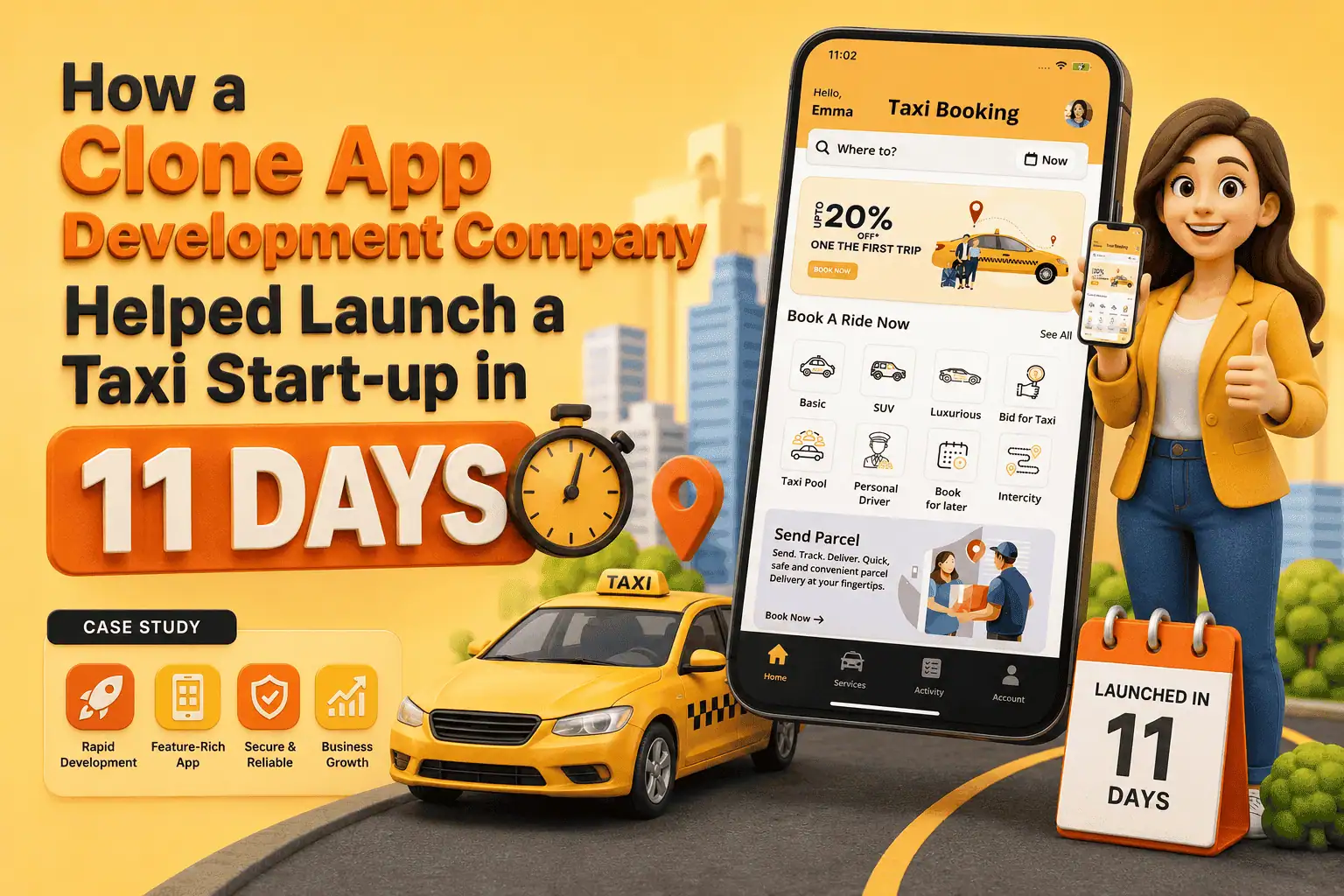 How a Clone App Development Company Launched a Taxi Startup in Just 11 Days
